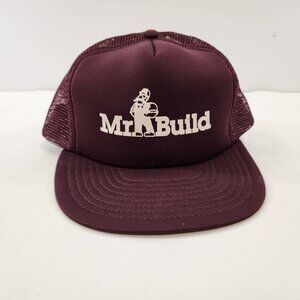 Mr Build Vintage Trucker Hat Mesh Burgundy 1980s